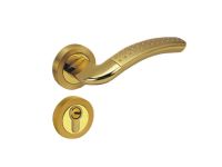 Door Handle on Rose, Zinc Alloy, PVD